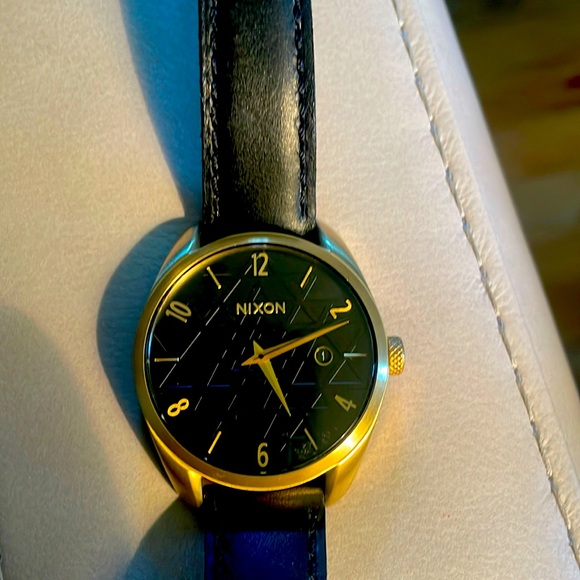 Nixon Gold Nixon Bullet Mens New] NIXON Watch Barrett Leather